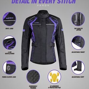 Women's Black and Purple Amored Motorcycle Jacket